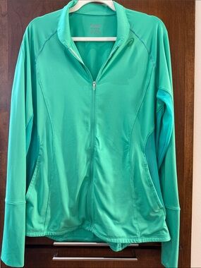 Asics Mint Green Full-Zip Performance Rain Jacket